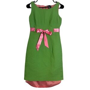 Etcetera Dress Women's‎ Size 6 St. Patrick's Day Green Knee Length Pink Bow